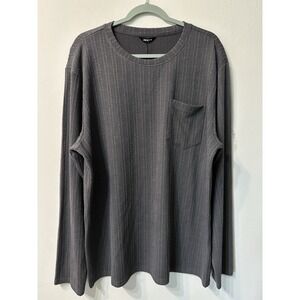 JMIERR Mens Shirt XL NWT Charcoal Grey Textured Cable Knit Long Sleeve Tee